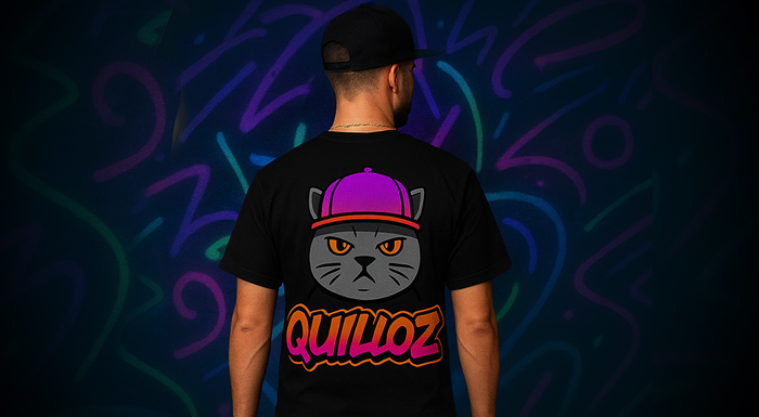 Quilloz Banner hombre con camiseta con logo en espalda